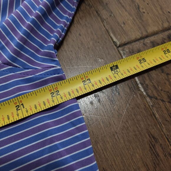 Peter Millar Summer Comfort Polo Medium Blue Striped Performance Golf Stretch - Picture 7 of 8